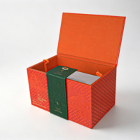 Boîte Cadeau de Luxe en Cuir PU Texturé Orange pour le Festival des Gâteaux de Lune, Coffret de Noël pour Emballage Cadeau de Marques Gastronomiques