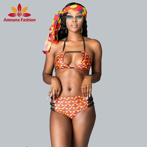 2021 nuovo stile Alla Moda <span class=keywords><strong>Sexy</strong></span> di Stampa Africana Costume Da Bagno set di corrispondenza un Headwrap e un <span class=keywords><strong>kimono</strong></span> con un alta qualità - Product Image 3