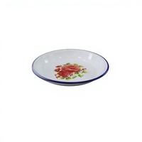 Plateau rond en émail personnalisé avec logo imprimé, classique, fait main, écologique, sûr, durable, compatible lave-vaisselle, pour servir les aliments, assiette à riz
