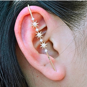 Hot Sale Industrial Piercing Jewelry <strong>Lightening</strong> CZ Stud <strong>Earrings</strong> with Long Barbell 63mm 2.5g Cartilage Conch BA - Product Image 6