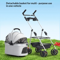 Abnehmbarer Aluminium-Rahmen Haustier-Kinderwagen Konvertierbarer Hunde- und Katzenträger 180° Verstellbarer Tragegriff Reisewagen