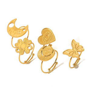 Fashion <b>Rings</b> Heart <b>Moon</b> Star Gold Plated Women's Jewelry Gift Set TR4279 - Product Image 5