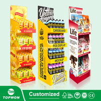 Étagère de présentation au sol en carton, étagère à snacks personnalisée pour supermarché au détail, présentoir en carton pour noix, chips, biscuits, pop-corn