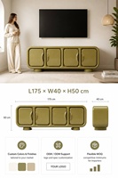 Meuble TV moderne incurvé brillant avec 4 portes de rangement, console multimédia de style rétro pour salon, mobilier de maison
