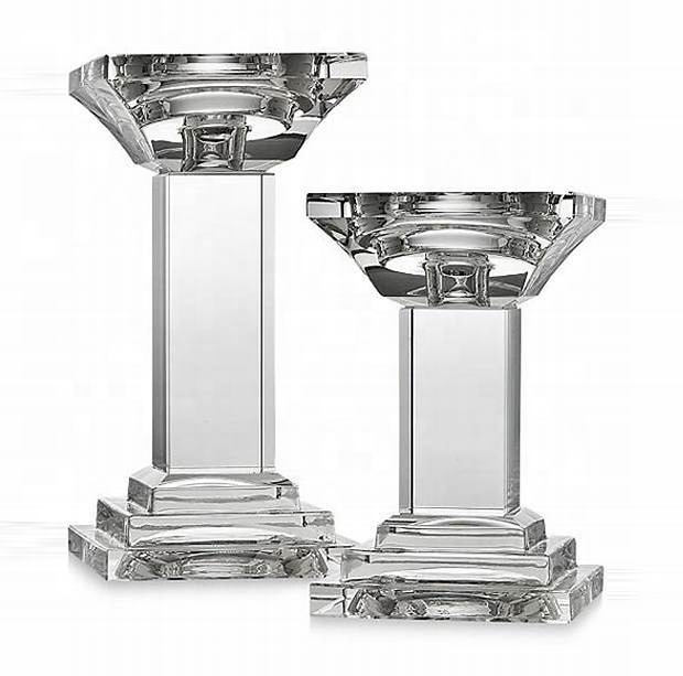 MH-121 tall crystal pillar candle holders for decoration wedding glass candlestick