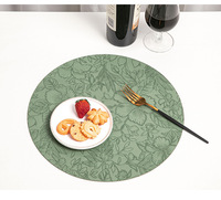 Set de table rond en cuir gaufré Yy, imperméable et résistant à l'huile, pour hôtel, style occidental, nordique