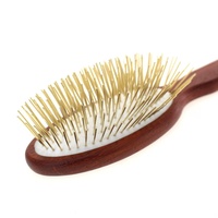 Brosse à cheveux de luxe plaquée or 24 carats avec manche en bois de hêtre 190 aiguilles 18 carats pour cheveux bouclés, séchage au sèche-cheveux, démêlage, massage du cuir chevelu Gua Sha