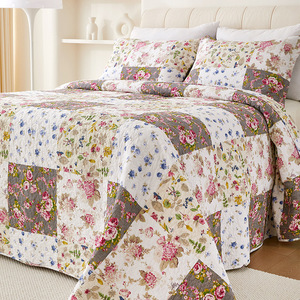 MU Nordic 100% algodón patchwork <span class=keywords><strong>estampado</strong></span> acolchado conjunto de tres piezas edredones bordados conjuntos cama conjunto edredones de lujo al por mayor - Product Image 3