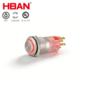 Interrupteur à bouton trois couleurs, interrupteur à LED tricolore RGB, interrupteur à bouton poussoir bicolore éclairé rouge vert bleu, IP67, 220v, 16mm - Product Image 1