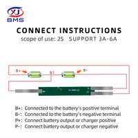 XJ-5008 2S BMS 3A/4A/5A/6A Papan Perlindungan Baterai Lithium 2 Sel 2S 7.4V 3A 6A BMS PCBA PCM dengan Strip Nikel BMS dengan NTC
