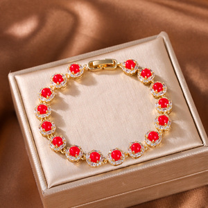 Diamond <b>Bracelet</b> With Green Zircon Round Stones For Women Everyday Wear - Product Image 2