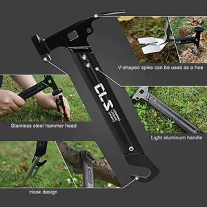Mini marteau de camping multifonction - Marteau à piquets en acier inoxydable avec poignée en alliage d'aluminium pour la mise en place du camping en extérieur - Product Image 3