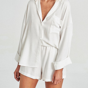 Pyjama décontracté à manches longues Pyjama en coton viscose modal <span class=keywords><strong>super</strong></span> doux Vente en gros Ensemble de vêtements de détente pour femmes - Product Image 3