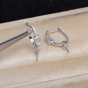 Support de boucles d'oreilles en argent S925 en forme de goutte d'eau, accessoires de bricolage pour la fabrication de bijoux en perles, support de boucles d'oreilles semi-finis 10-12 JG5944 - Product Image 4