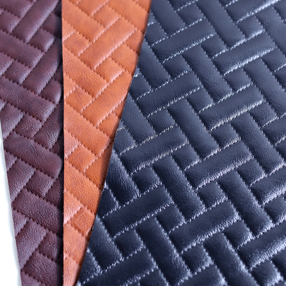Embroidery PVC Diamond Stitching Quilted Synthetic Leather Fabric for Car Seat Furniture Bag Shoe Sewing