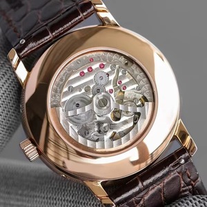 Reloj de pulsera para hombre de alta gama con mecanismo mecánico, edición limitada, fase lunar, calendario perpetuo, caja de oro y correa de cuero. - Product Image 3