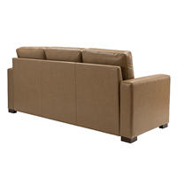Canapé de salon moderne de luxe à 3 places en cuir véritable ergonomique et écologique avec pieds en bois, télécommande et garantie de 3 ans