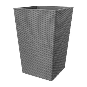 New Style Modern square Large Size Decorative Resin Plastic <strong>Plant</strong> <strong>Pot</strong> <strong>Rattan</strong> Planter <strong>Pots</strong> - Product Image 1