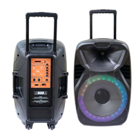 Enceinte active professionnelle 2 voies avec anneau LED, woofer 15 pouces, enceinte Bluetooth sur chariot