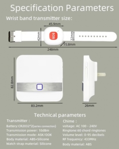 Ergonomic thoải mái Chuông cửa không dây đặt không thấm nước cảnh báo cổ tay giám sát người cao tuổi an ninh âm thanh cửa điện thoại loại cá nhân báo động - Product Image 4