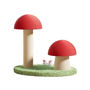 Schattige paddenstoelvormige natuurlijke sisal krabpaal voor katten, interactief speelboom voor binnenkatten - Product Image 1