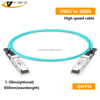 Kabel AOC QSFP56 200G Kompatibel Nvidia/Mellanox, Serat Optik Aktif Kecepatan Tinggi 1~100m untuk Komputasi AI & Jaringan Pusat Data