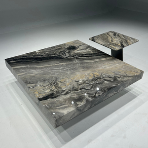 Table basse contemporaine élégante Table basse carrée en pierre de marbre des Alpes Table basse nordique chinoise pour la maison de luxe - Product Image 4