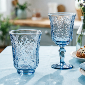 Calice da Vino Corto con Strass Luminosi, Bicchiere Blu Goffrato, Set di Calici in Vetro Ambrato Fatti a Mano, Ecologici, 225ml, per Matrimoni - Product Image 4