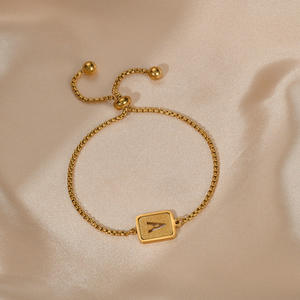 18K oro Acero inoxidable 26 letra inicial encanto pulsera cadena ajustable alfabeto inglés letra pulsera para mujeres <span class=keywords><strong>niñas</strong></span> - Product Image 3