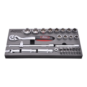 Jeu de douilles et d'embouts Kravm 35 pièces avec cliquet à 72 dents, entraînement 1/2" - Product Image 1