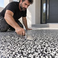 Revêtement de chaussée perméable en résine de polyuréthane résistante aux UV, avec granulats de galets naturels pour allées de parcs