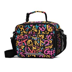 Low Moq Graffiti Print Waterproof <b>Insulated</b> Thermal Bento Cooler Bag Nylon Food-Safe Children Cartoon Kids <b>Lunch</b> Bag - Product Image 1