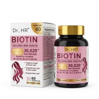 Capsules exclusives transfrontalières de biotine et de collagène pour la beauté des cheveux et des soins de la peau, boîte de 92g