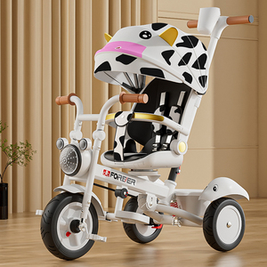 Tricycles de bicyclette pour enfants avec auvent, pliable et polyvalent, à 3 roues avec siège avant pour <span class=keywords><strong>maman</strong></span> - Product Image 2
