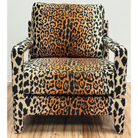 Fauteuil vintage italien de luxe en velours imprimé léopard, chaise d'appoint antique pour salon, chaise de loisirs style ferme pour chambre à coucher