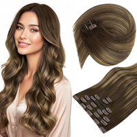 Extensions de cheveux humains à clipser, 100% Remy, lisses, invisibles, sans couture, pour femmes