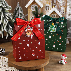 In Stock Customized Snowflake Decor <strong>Christmas</strong> Holiday Supplies <strong>Gift</strong> Packaging Candy Box Portable Flip Cover Art Paper <strong>Bags</strong> - Product Image 4
