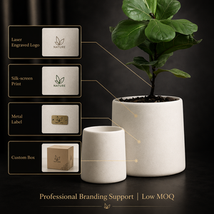 Pot de fleurs <span class=keywords><strong>en</strong></span> ciment mat lisse minimaliste moderne, pot architectural <span class=keywords><strong>en</strong></span> béton blanc cassé de style nordique, <span class=keywords><strong>grand</strong></span> modèle sur pied - Product Image 1