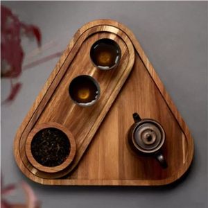 Paulownia Wood Triangle <b>Tea</b> <b>Tray</b> Set Multifunctional Serving <b>Tray</b> For Kung Fu <b>Tea</b> And Food Storage - Product Image 1