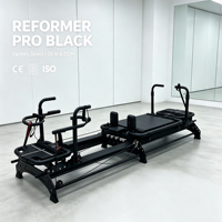 JOYFIT Équipement professionnel de Pilates Reformer Megaformer avec lit en aluminium noir pour studio de yoga classique