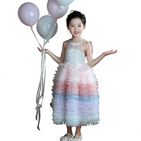 Robe de princesse en mousseline dégradée pour fille, avec bretelles, robe de fête d'anniversaire, robe mi-longue pour enfants