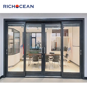 RICHOCEAN Porte coulissante en verre creux en alliage d'aluminium avec isolation contemporaine Porte coulissante manuelle pour <span class=keywords><strong>terrasse</strong></span> - Product Image 3