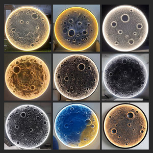 3D Moon Wall Lamp Led <b>Light</b> E27 Switch Control Round Mural For Restaurant Bar Decoration - Product Image 4
