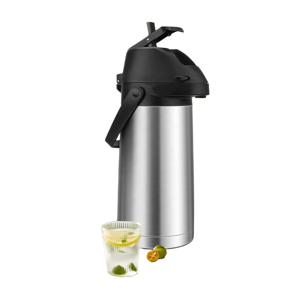 65 Oz (1.9L) Airpot Coffee Carafe With Pump – Stainless Steel Insulated Thermal Dispenser, Keeps Hot 12 Hours, Cold 24 Hours