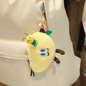 Porte-clés en peluche amusant en forme d'<span class=keywords><strong>insecte</strong></span> mangeant des fruits, dessin animé, pour sac à main, cadeau, nouveau, mignon, pour sac d'école - Product Image 2