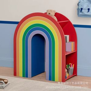 Estantería de madera con forma de arcoíris de 4 niveles, organizador de juguetes para niños, para la habitación infantil - Product Image 1