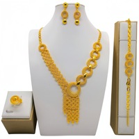 Juego de Joyas de Oro de 24K para Mujer: Collar, Aretes, Anillo y Brazalete de Estilo Saudí para Bodas Africanas e Indias