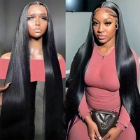 Perruque brésilienne en cheveux humains, densité 180%, 13x6, ultra-lisse, avec dentelle frontale HD, 30-40 pouces, pré-épilée