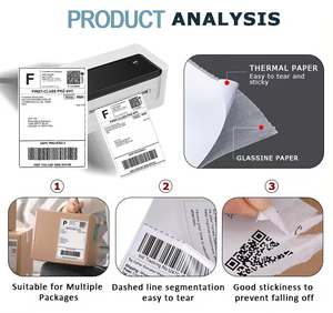 <span class=keywords><strong>Papel</strong></span> reciclable personalizado 100x150 etiquetas autoadhesivas 4x6 etiqueta térmica directa impermeable A6 pegatinas de guía para impresora Zebra - Product Image 4