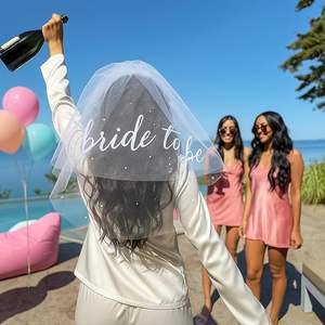 <span class=keywords><strong>Velo</strong></span> de <span class=keywords><strong>Novia</strong></span> con Cuentas de Perlas al por Mayor, <span class=keywords><strong>Velo</strong></span> de Dos Capas, <span class=keywords><strong>Disfraz</strong></span> de Fiesta de Bodas, Pinzas para el Cabello - Product Image 3